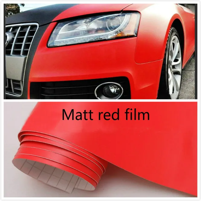 400mm x1520mm Matte red Vinyl Wrap Air Release Bubble Free Sticker Decal DIY Film Tape Emblem