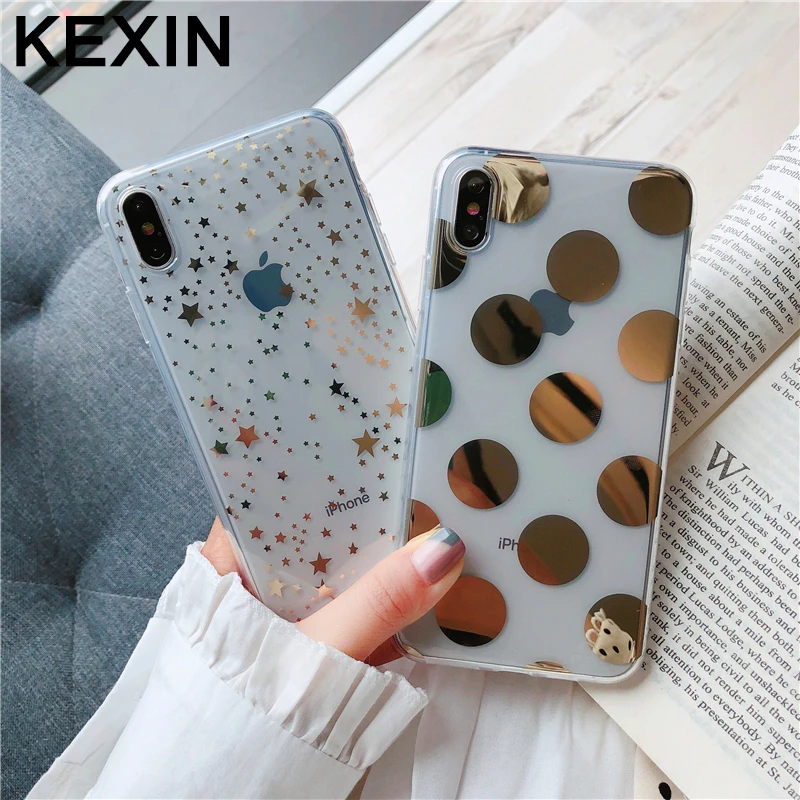 

KEXIN Clear Stars Phone Case For iPhone XS MAX XR X Soft Gel Dot Design For Apple iPhone 7 8 6 Plus Cute Simple Anti-knock Cover