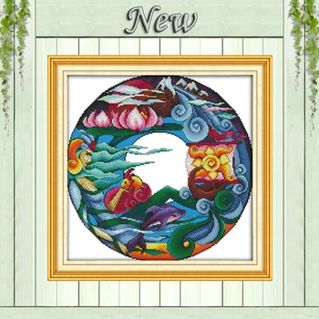 

Water god portrait abstract Paintings 11CT DMC Counted print on the Canvas 14CT DIY Cross Stitch Embroidery Sets Needlework kits