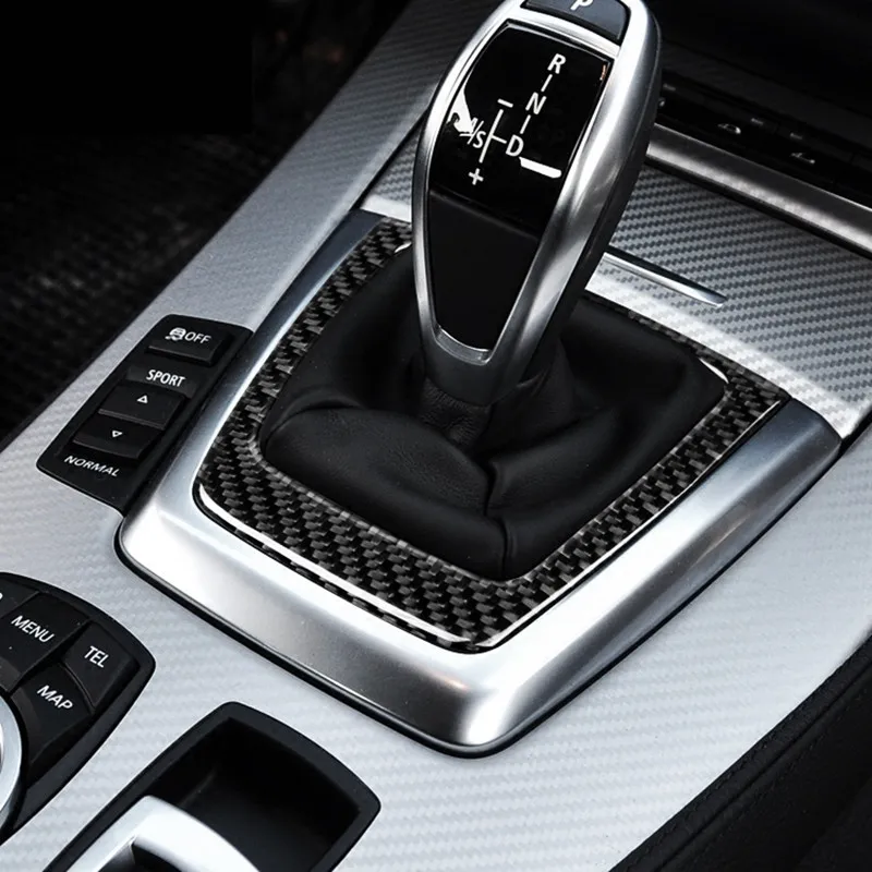 Carbon Fiber Center Console Gear Shift Frame Decoration Cover Trim For