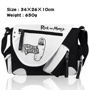 

Anime Rick and Morty shoulder bag pickle rick canvas zipper Messenger Bag schoolbag Leisure Bags Satchel Handbag Crossbody Bags