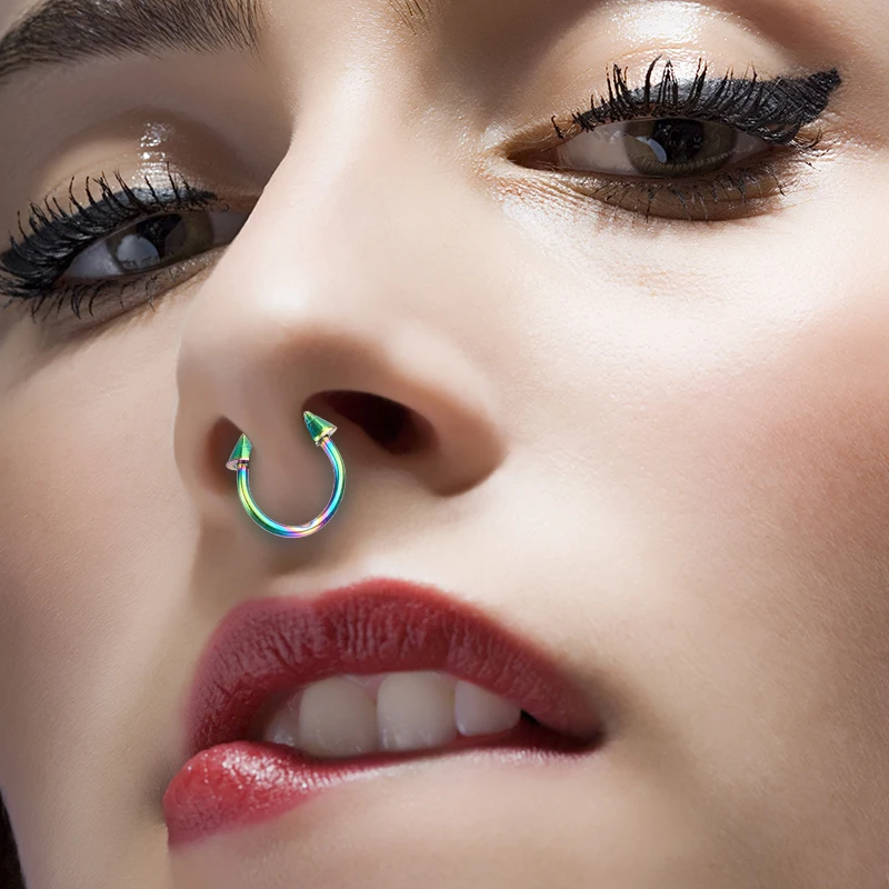 

9 Color Horseshoe Handmade Fake Nose Ring Tragus Piercing Surgical Steel Septum Ear Lip Tragus Industrial Piercing Body Jewelry