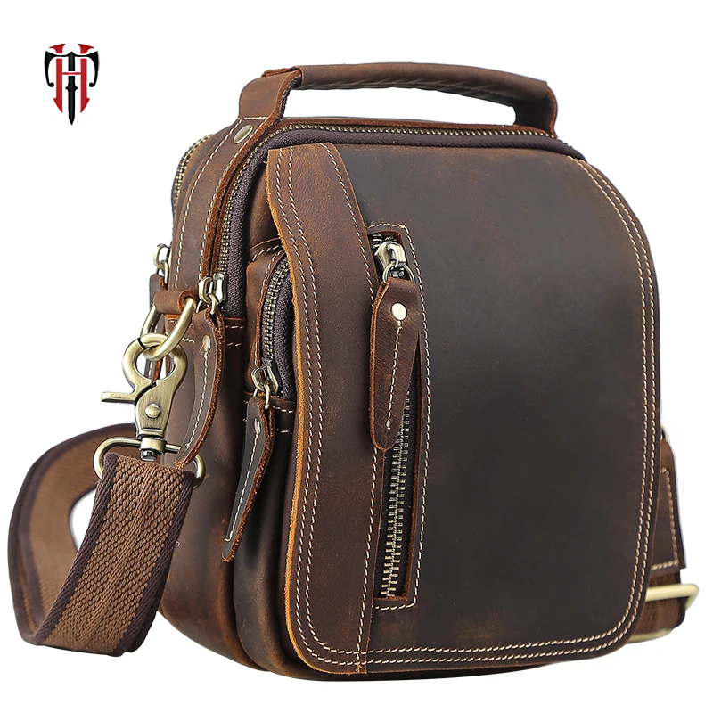  TIANHOO 100% genuine leather messenger bags retro cow leather man bag corssbody handlebags multifun - 32918779518