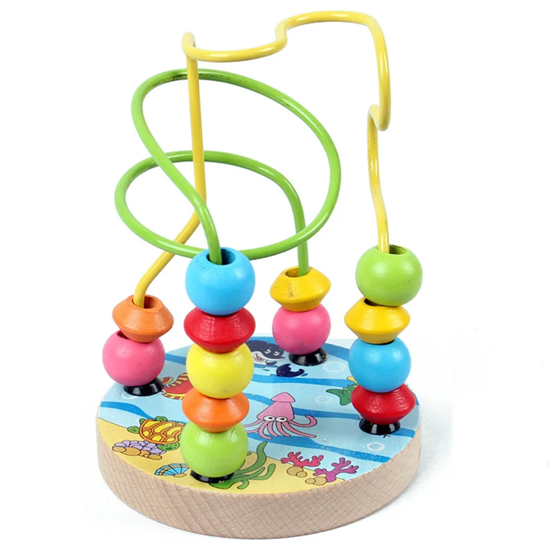

Children Kids Baby Colorful Wooden Mini Threading Beads Educational Toy-4 designs farm city animal sea life gift for kids