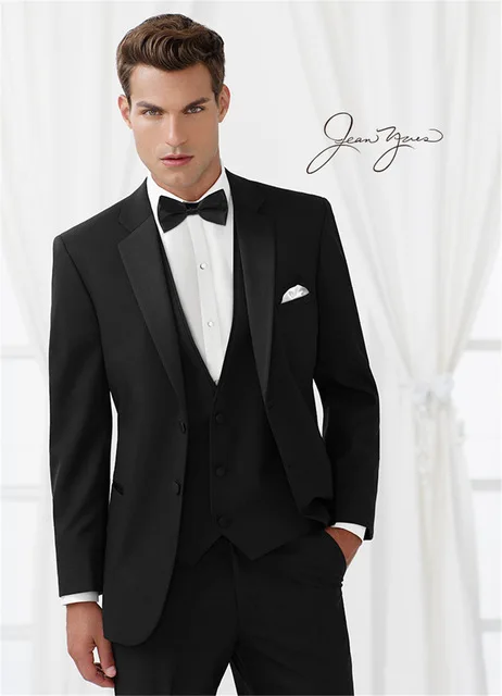 

2018 Black Wedding Suits For Man Fashion Tuxedos Tailcoat Men Suit With Pants Male Groom Three Pieces (Jacket+Pant+Vest+Tie)