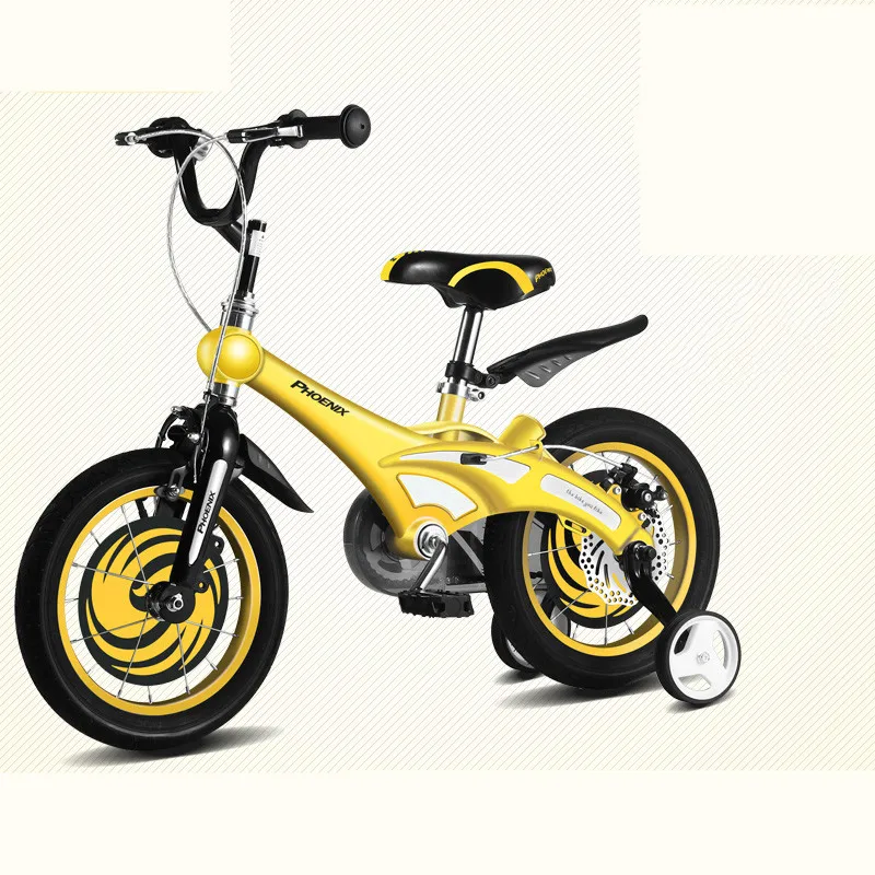 New Brand Magnesium Alloy Frame Child Bike 12/14/16 inch Auxiliary Wheel Dual Disc Brake Bicycle Boy Girl Children buggy