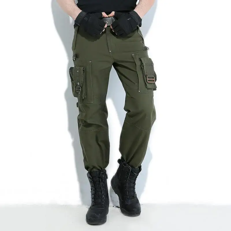 

Europe Freedom Knight Outdoors Cargo Pants Multi Pocket Jersey Men Army Green Military Hiking Camping Long Trousers