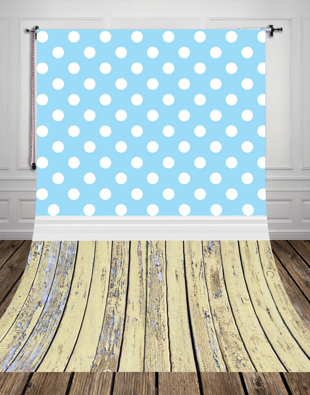 HUAYI fabric cloth background for Photography Blue Dot with Floor