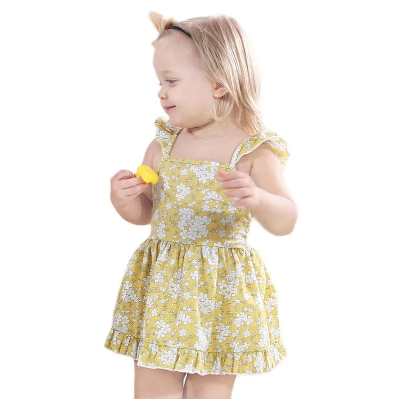 Zomer-Baby-Meisjes-Vliegen-Mouwloze-Bloemen-Prinses-Jurk-Peuter-Meisje-Backless-Party-Dress-Pasgeboren-Kids-Kleding