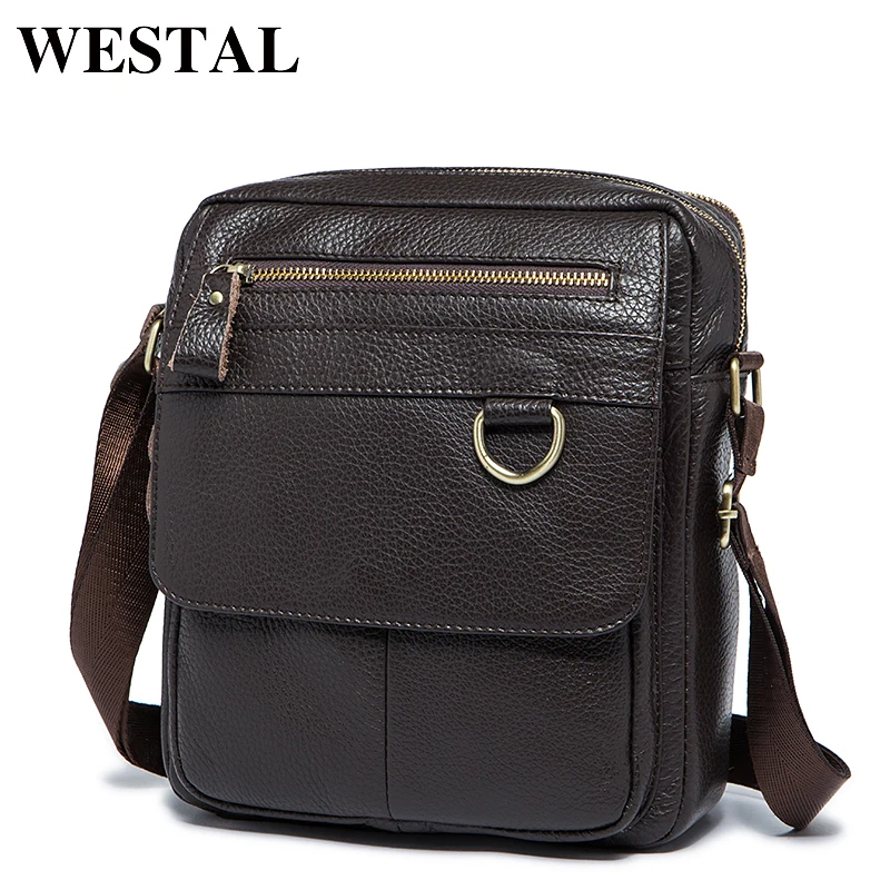 WESTAL Повседневная Сумка Мужская Натуральная Кожа Через Плечо Сумки Мужские