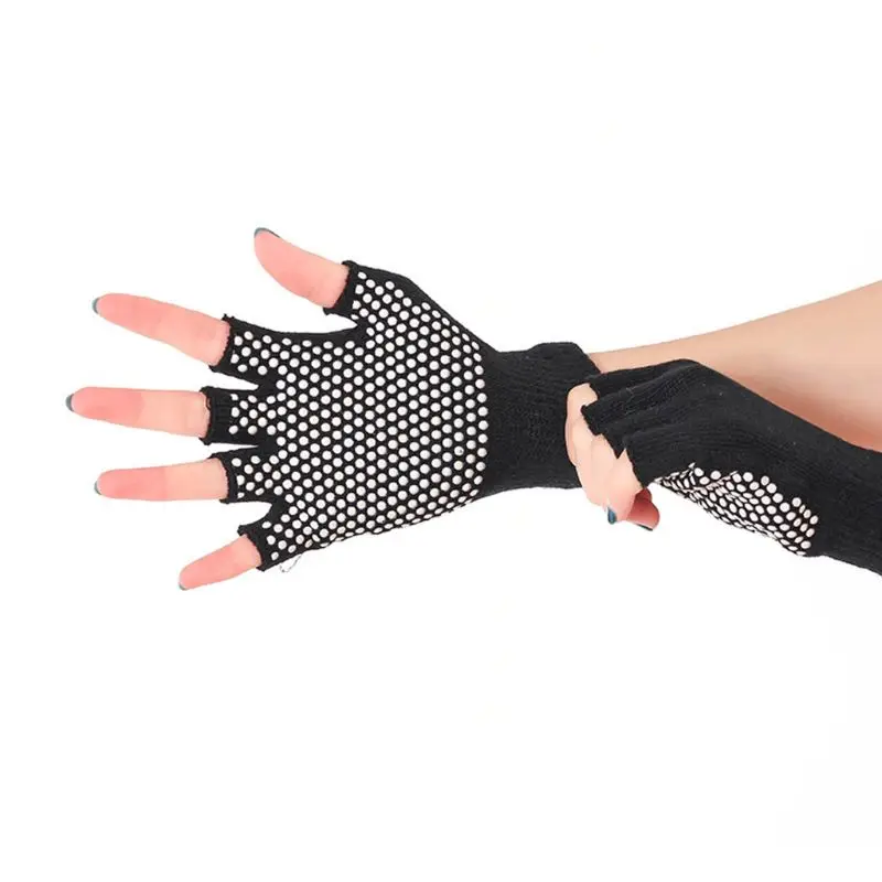 Взрослые силикон унисекс перчатки для танцев Йога вязаные эластичные половина пальцев перчатки студенческие зимние теплые простые