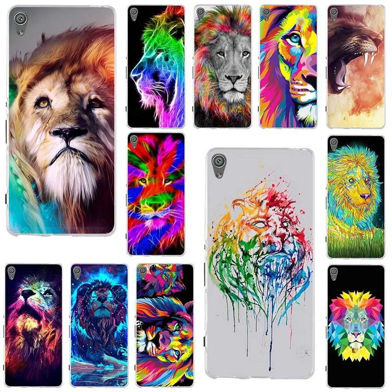 

Soft TPU Mobile Phone Cases Cover For Sony Xperia Z Z1 Z2 Z3 Z4 Z5 Compact M2 M4 M5 T3 X XA1 XZ E3 E5 Colorful Big Lion Animal