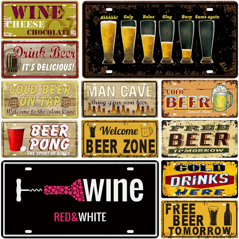 

Beer Number Car Metal License Plate Plaque Metal Vintage Tin Sign Metal Signs Vintage Bar Decoration Metal Poster Pub Pin Up