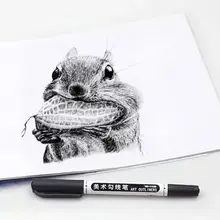 10 шт./компл. 0,6 мм 1,2 мм черные чернила 14 см двуглавый маркер ручка художественная краска для рисования и письма Канцтовары офисный школьный принадлежности