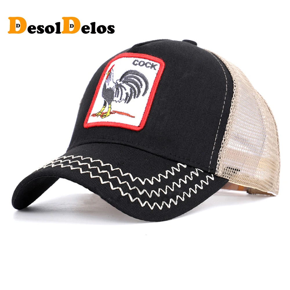 

new cockcap Baseball Caps Rooster Embroidery Hats Men Snapback Breathable Mesh Bones Fashion Streetwear Cock Trucker Cap Women