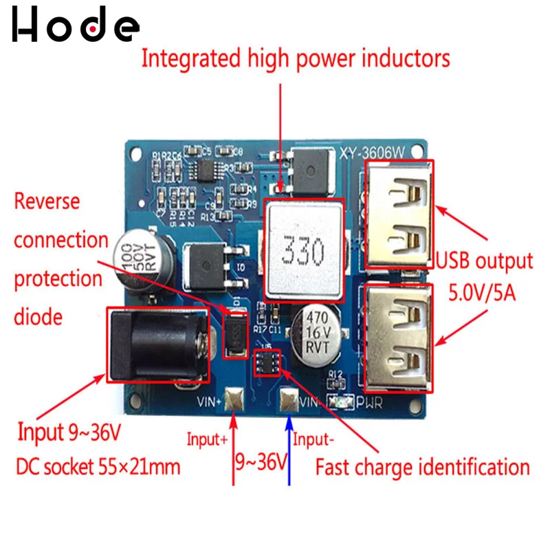 

DC-DC 24V 12V to 5V Buck Power Supply Module 5A Power Step Down Converter Diy Electronic PCB Board Dual USB