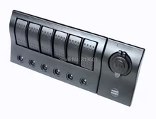WATERPROOF 6 GANG ROCKER SWITCH & Power Outlet Socket Panel Fr MARINE/BOAT/RV CAR RV ACCESSORIES