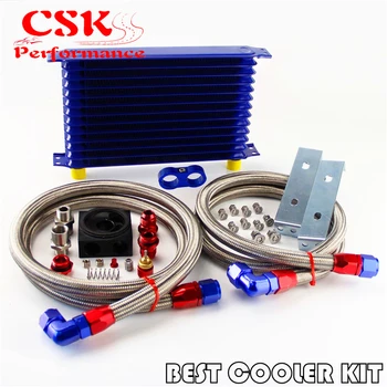 

Trust 13 Row Oil Cooler Kit M20 Oil Filter Fitting Adapter Thermostat 73 Degree Blue/Black