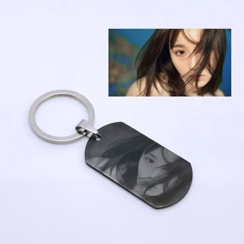 

Private Customized Photo Black Titanium Keychain For Family Friends Couple Boyfriend Husband Keyring Anniversary Gift Jewelry