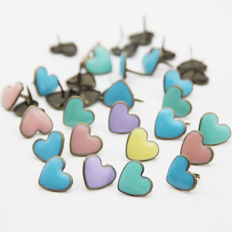 20pcs16mm смешанного металлического Lovely Heart ожерелье с штифтики для Скрапбукинг