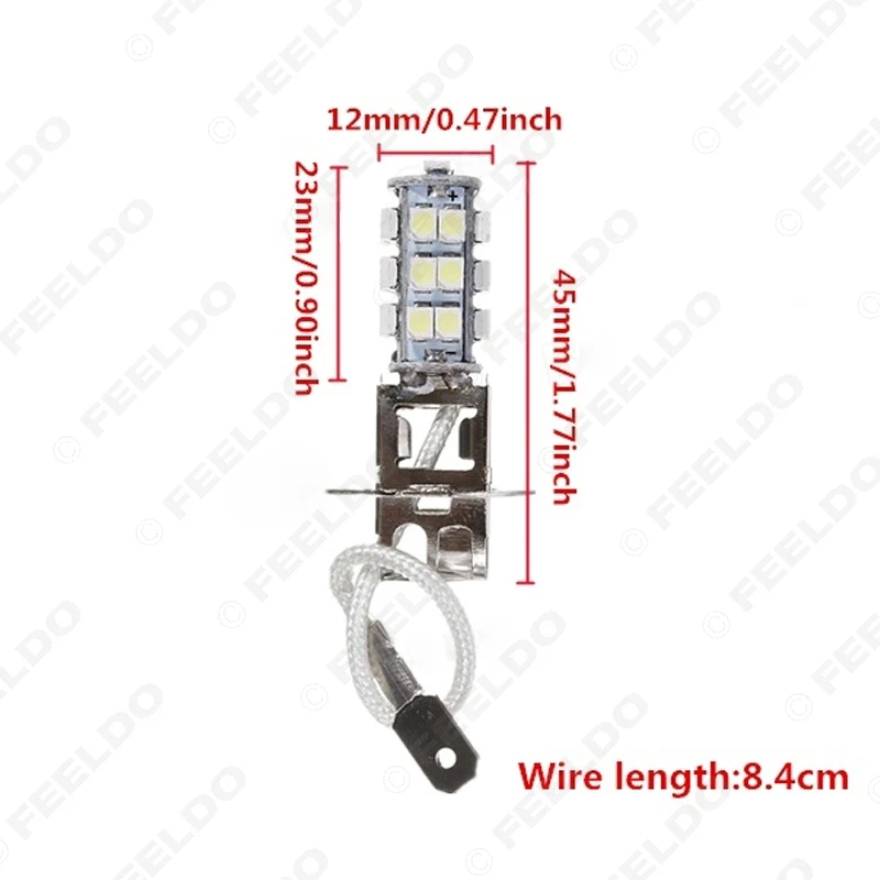 FEELDO 20 шт Белый H3 3W 25 светодиодный s 3528-SMD светодиодный автомобильный ксеноновый противотуманный фара лампа# FD-1476