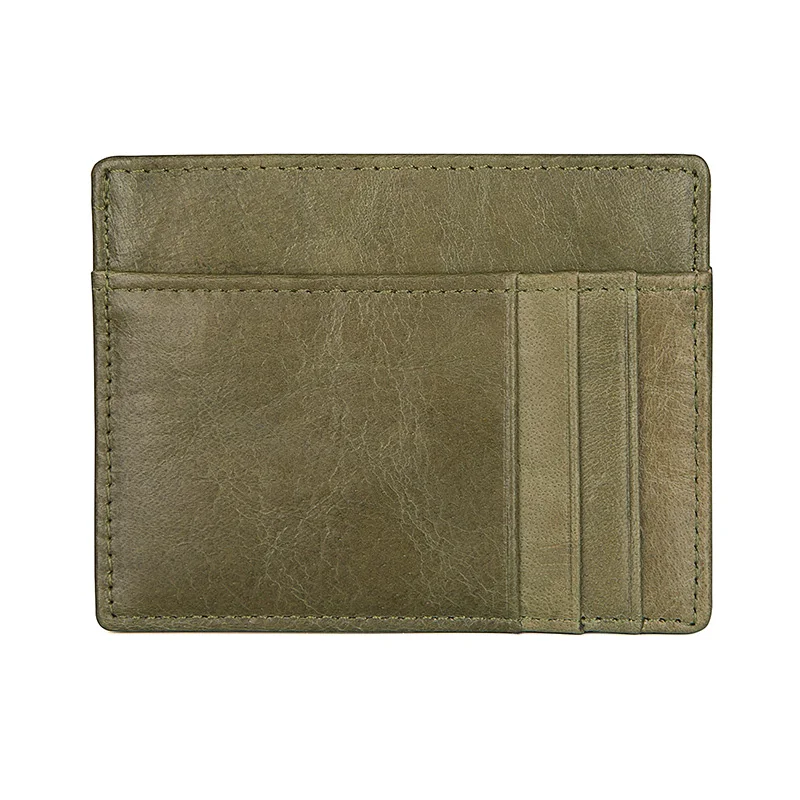 Мужской кожаный кошелек для визиток, тонкий женский кошелек для кредитных карт, разноцветный кошелек для денег R-8102 - Цвет: Green