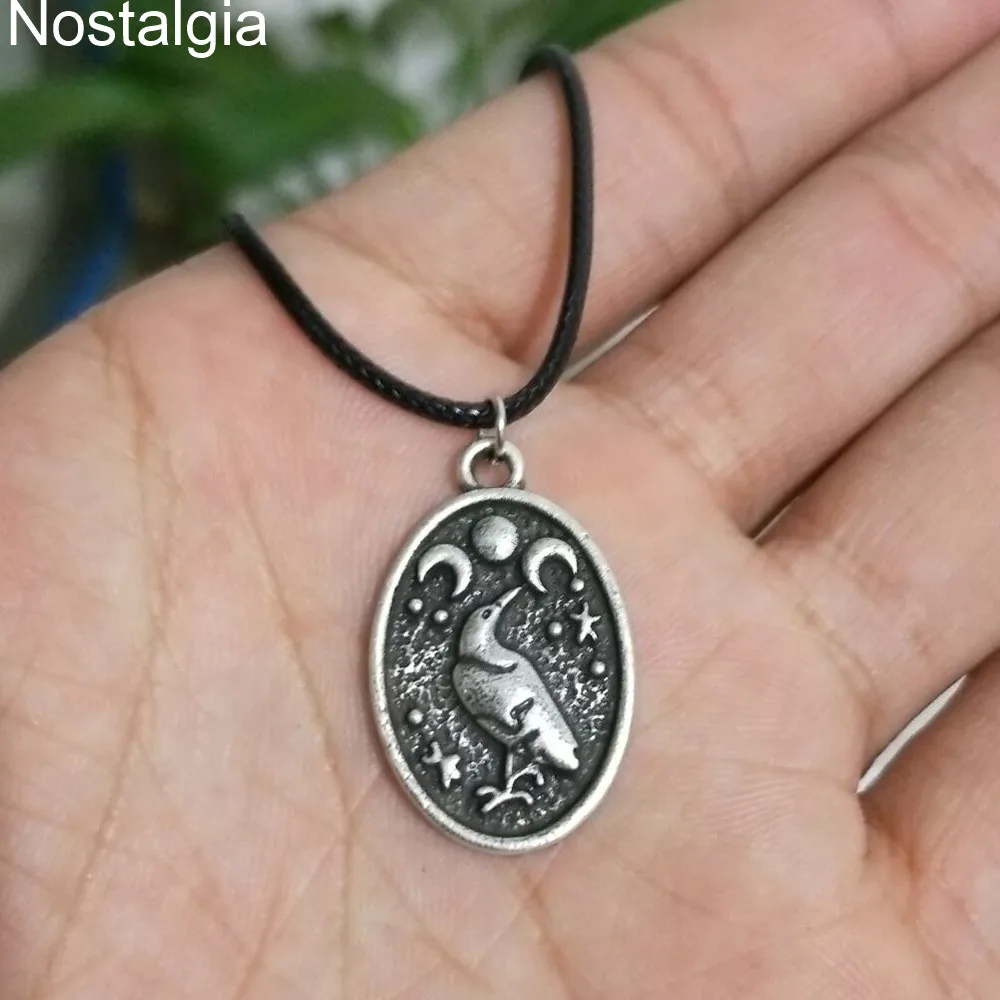 Wicca Triple Moon Goddess Viking Jewelry Odin Raven Amulet Pentagram Wiccan Pagan ожерелье для мужчин и женщин мужские