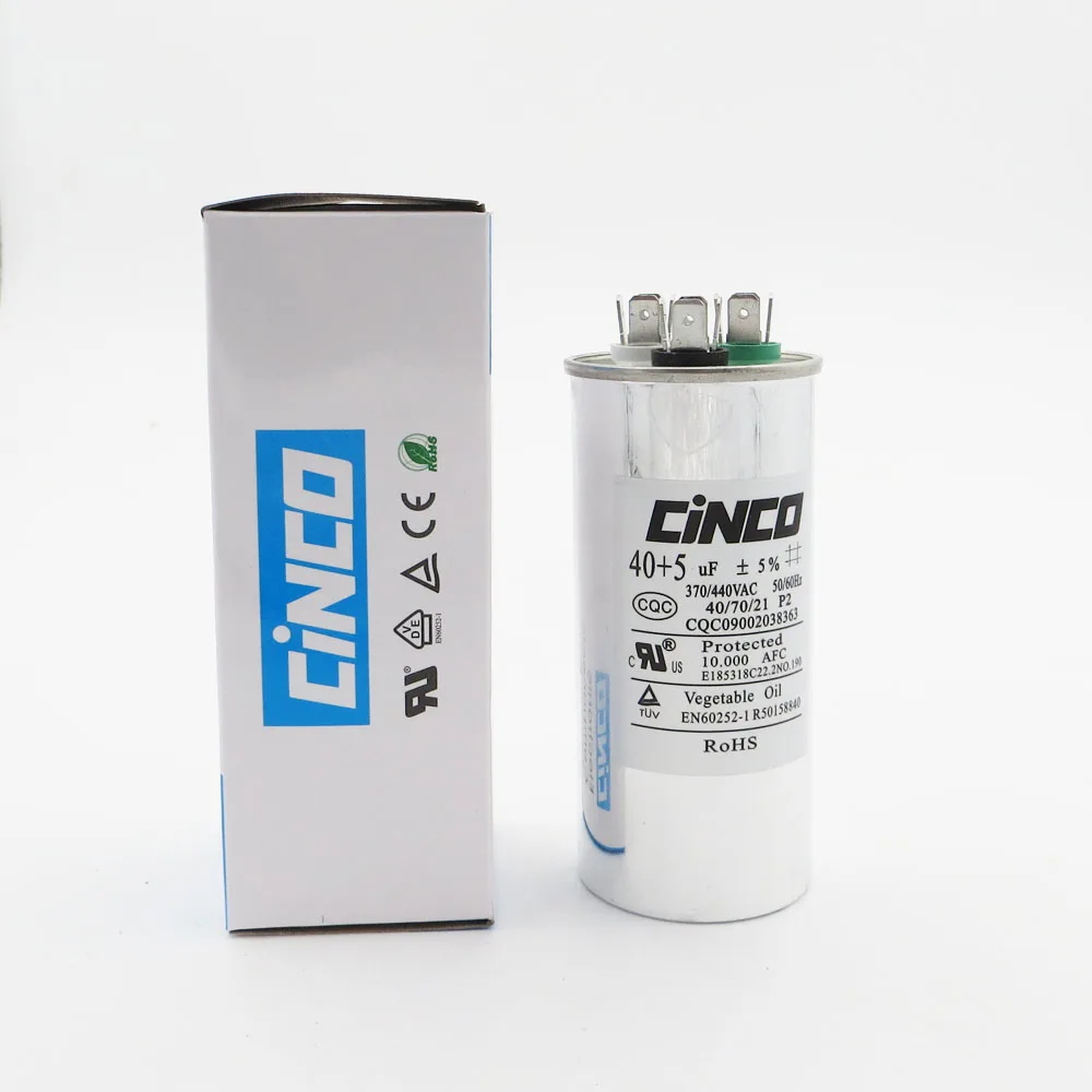 

40+5uF 370VAC 440VAC Run Capacitor Air Conditioner Compressor Motor Capacitor CBB65 Aluminum Can P2 CBB65A-1 370V 440V