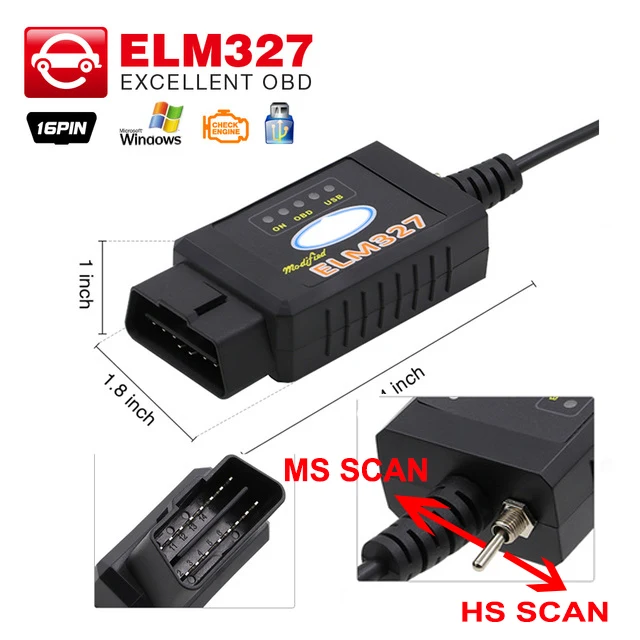 ELM327 USB Bluetooth FTDI chip with switch code reader ELM 327 for ford