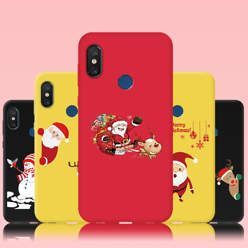 Мягкий ТПУ чехол JURCHEN для Xiaomi Mi6 Mi 8 Lite SE Pocophone F1 силиконовый с Санта Клаусом A2 6X