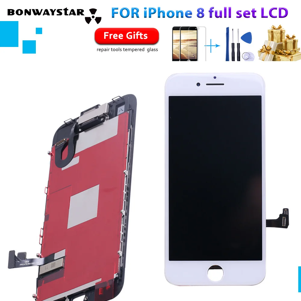 

4.7 Inch For iPhone 8 Full Set Complete LCD Display Digitizer Assembly Replacement Good 3D Touch Front Camera Speaker 2 Gifts