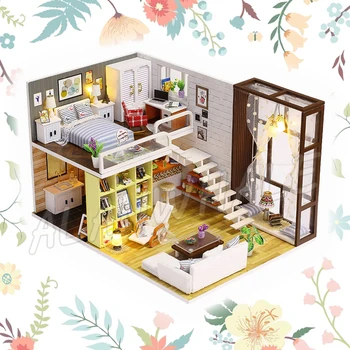 

Miniature Doll House Modern City Room DIY Unisex Wooden Dollhouse With Furnitures Crafts Adult Teenager Toys Model Building Kits