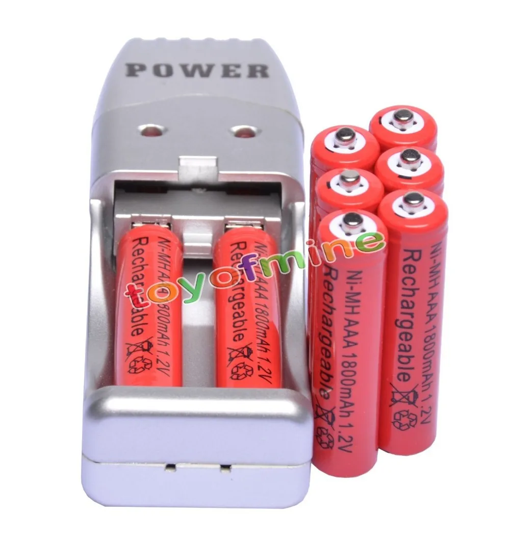 8x AAA 3A красный цвет 1 2 V Ni-MH 1800mAh аккумуляторная батарея + USB зарядное устройство |