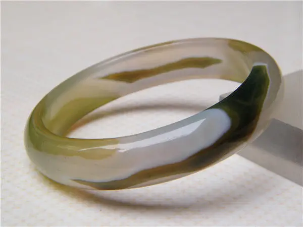 

Hot sell ->@@ NEW HOT 100% NATURAL COLD GREEN TEXTURE CHALCEDONY AGATE JADE BRACELET 65MM NEW -Top quality free shipping