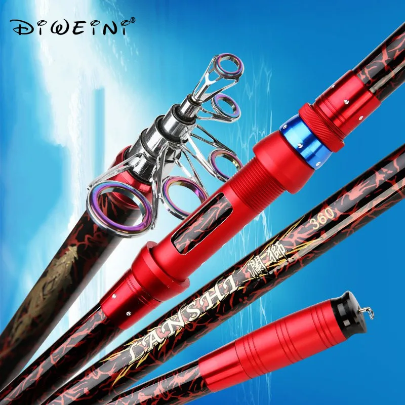 Carbon Fiber Fishing Rod Collapsible Fishing Pole Spinning Type Sea