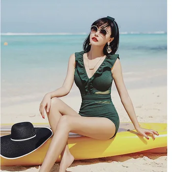 

One-Piece Swimsuits Bikinis Female 2019 May Women's Swim Suit One Piece Big Patchwork Spandex Sierra Surfer With Push Up Bra