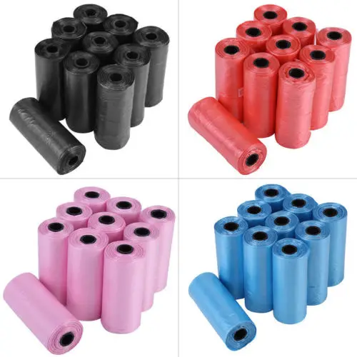 

20x Rolls Portable Trash Bags 300 Dog Pet Waste Poop Poo Refill Core Pick Up Clean-Up Solid Color Bags