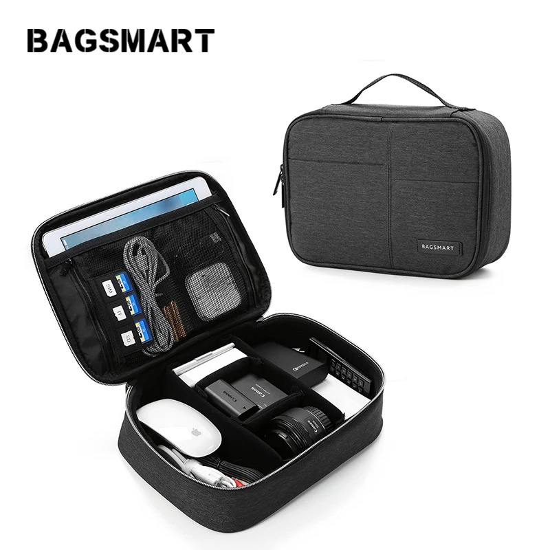 comprar BAGSMART Nylon Acessórios Eletrônicos Saco de Viagem À Prova D Água Saco Organizador para Cabos USB Flash Drive Plug Acessório Digital