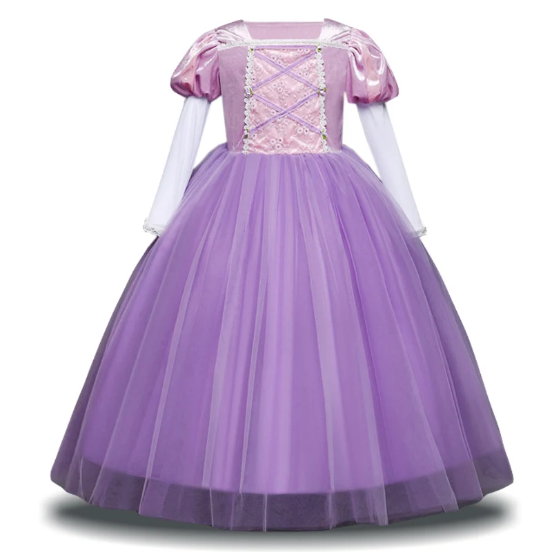 Платье Белоснежки для девочек, платье принцессы, детские рождественские праздничные платья для костюмированной вечеринки, одежда для девочек 3, 6, 7, 8, 9, 10 лет - Цвет: Purple