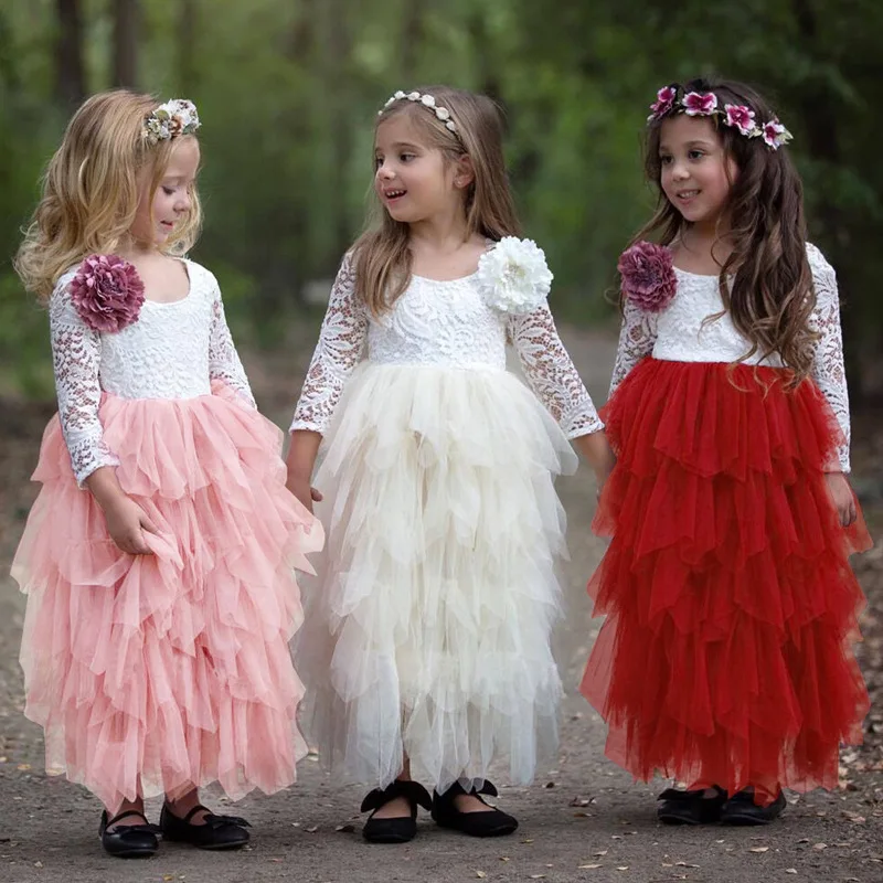 

Dresses for Girls Clothes Wedding Party Gown Vestidos Robe Fille Little Girl Ceremonies Dress Baby Children's Clothing Tutu Kids