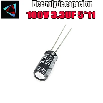 

30PCS Higt quality 100V 3.3UF 5*11mm 3.3UF 100V 5*11 Electrolytic capacitor