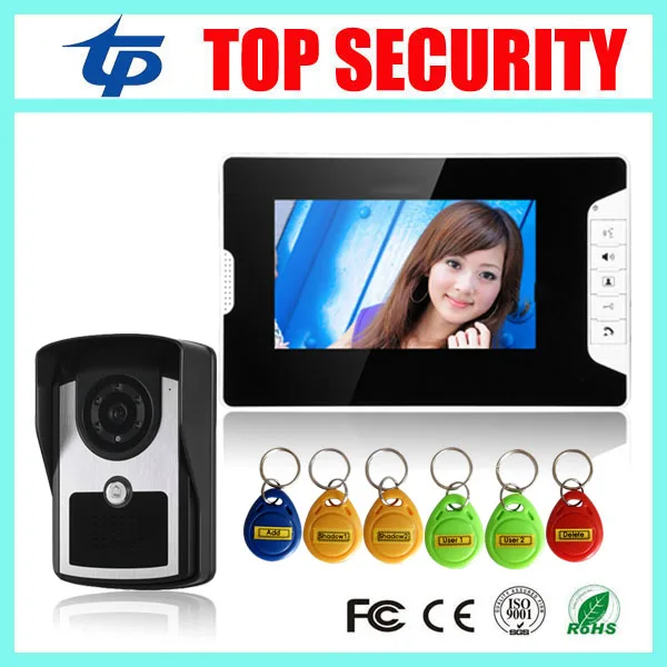 7 inch video door phone with RFID card door access control reader villa 1 door standalone access control video intercom system