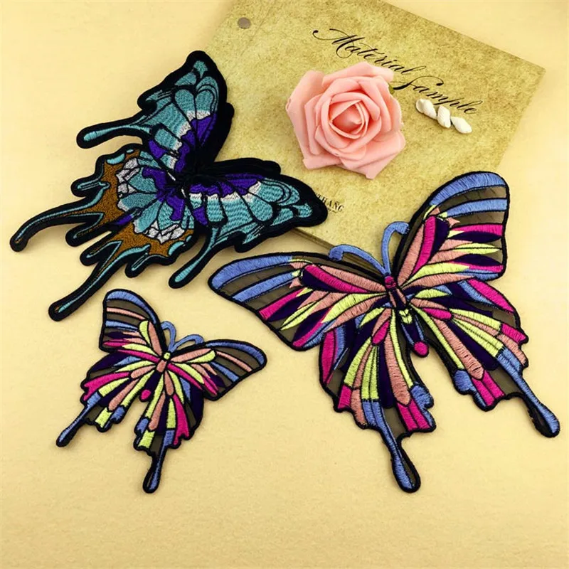 3pcs/set Embroidery Butterfly Sew On Patch Colorful Badge Embroidered