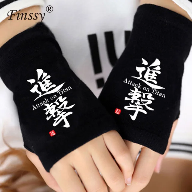 Наруто теплые перчатки на пол пальца Учиха Шаринган атака на Титанов shingeki no kyojin Токийский Гуль логотип шаблон печати перчатки