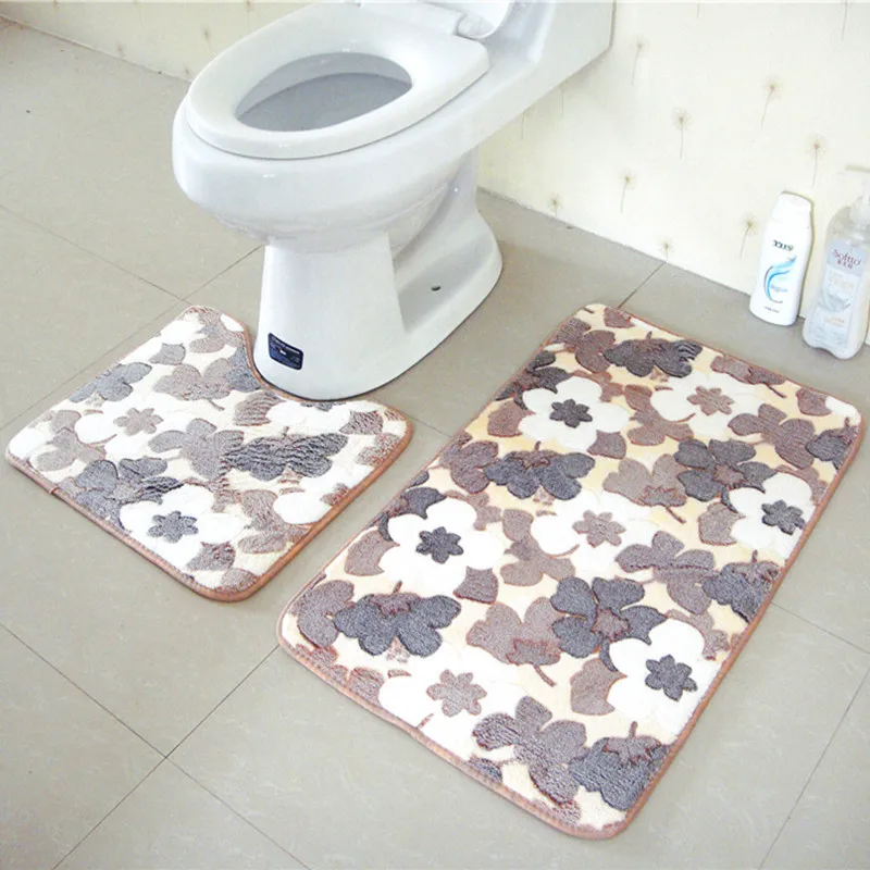2 шт. комплект коврик для ванной и туалета Нескользящие 45x50 см и 50x80 см