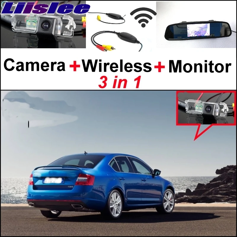 

Liislee For Skoda Octavia 5E MK3 3 in1 Special Rear View Camera Wireless Receiver + Mirror Monitor Easy DIY Back Parking System