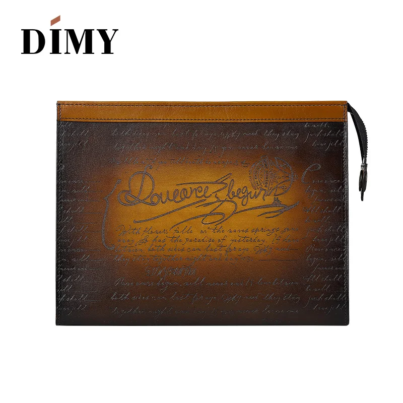 Вместительный итальянский клатч DIMY из телячьей кожи для мужчин бумажники