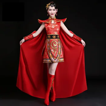 

Female general Modern drum dance costume jacket+cape waist drum water drum opening dance costume general cosply clothing