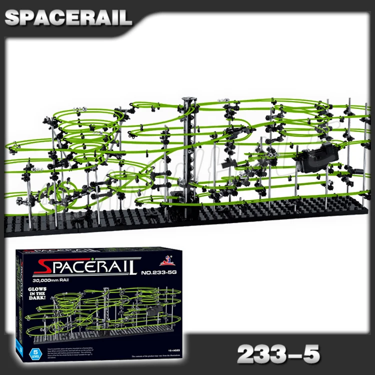 Kaufen 3000 cm Schiene Ebene 5 Marmor Run Nacht Leuchtende Glow In The Dark Achterbahn Modell Gebäude Kit Spielzeug Labyrinth rollende kugel Skulptur