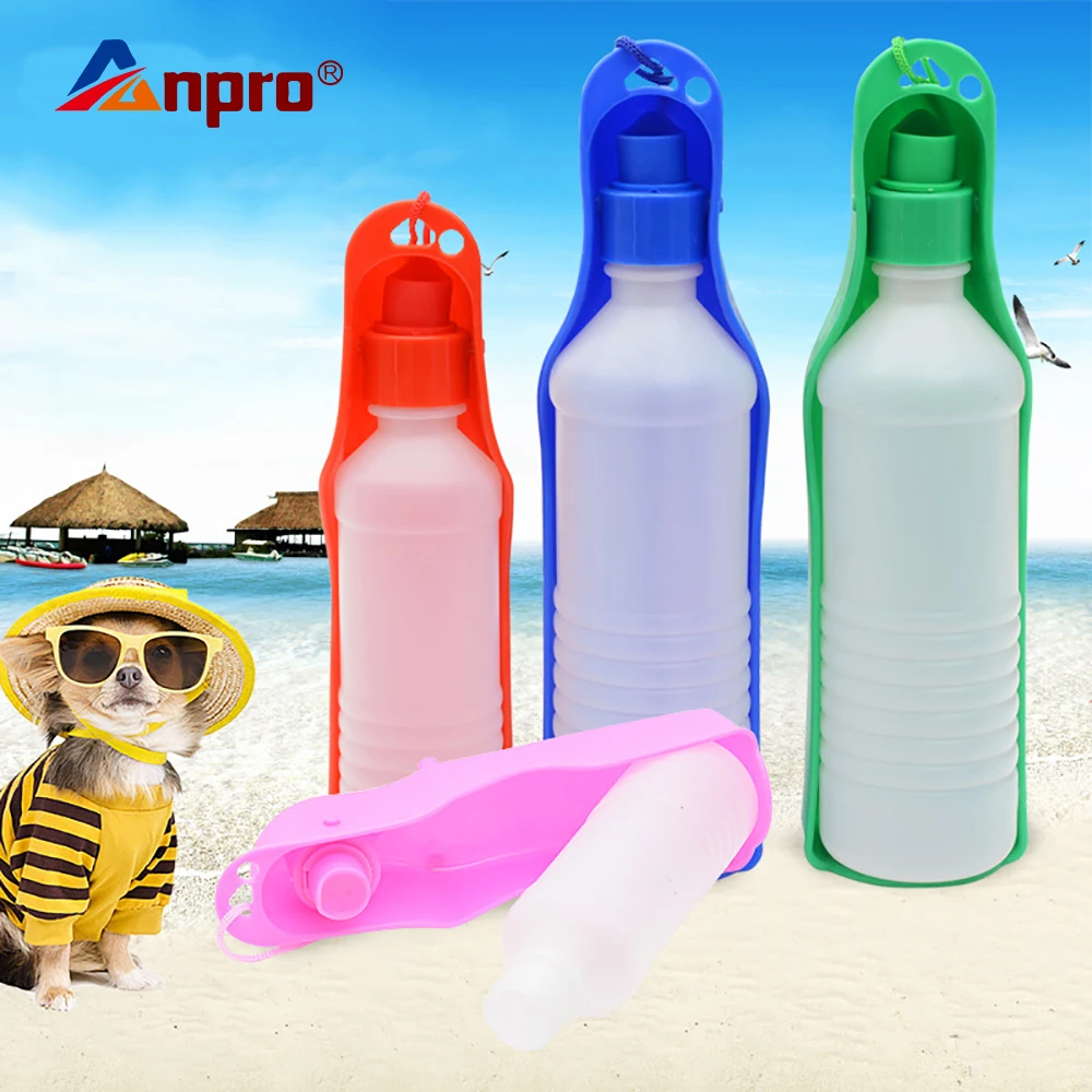 

Anpro 250/500ml Dog Water Bottle Feeder Portable Pet Dog Travel Water Drinking Dispenser with Carry Strap for Walks Outdoor Trip